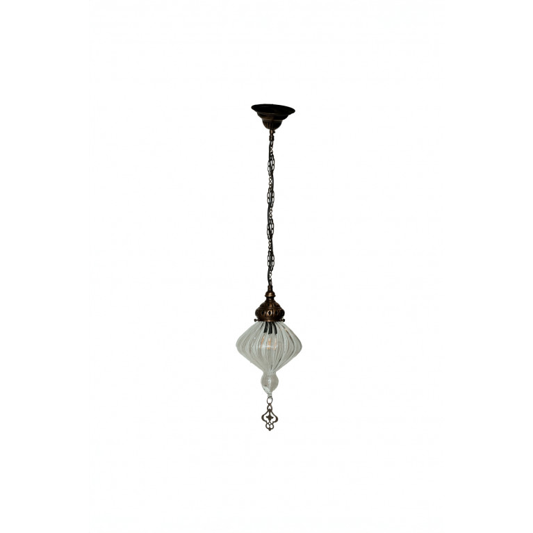 Hanging colourful lamp 70 cm, manblown glass, iron